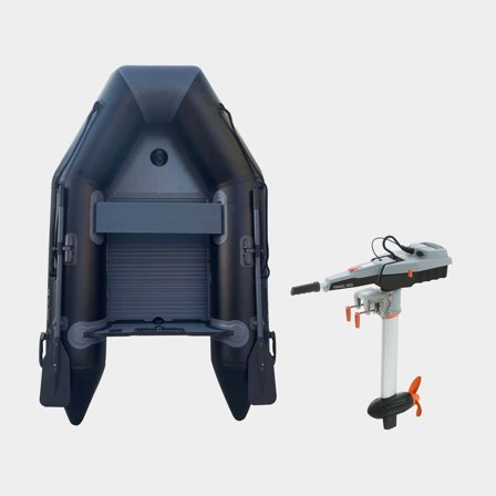 Schlauchboot / Schlauchjolle mit Elektro-Außenborder RUBB 230 Pro, Aluminiumdeck, schwarz + Torqeedo Travel 903 S (Short), Limited Edition, 2.5 hk, 