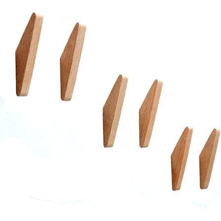 6 Pak Minimalistisk Design Robust Kappe Krog Væghængt Rustik Træ Kroge Tøj Hænger Hat Stativ Kroge (Eg)