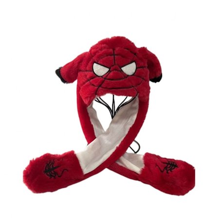 Punainen supersankarihämähäkki liikkuvat korvat hattu, Ankka Panda hattu liikkuvilla korvilla P