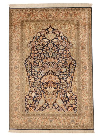 Oosters Kashmir Puur Zijde 24/24 Quality Vloerkleed 125X183 Bruin/Oranje Zijde, India