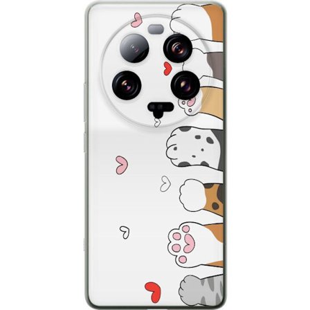 Kompatibel Mobilcover til Xiaomi Xiaomi 13 Ultra Søde kattepoter med hjerter på hvid baggrund minimalistisk kawaii design perfekt til dyreelskere og