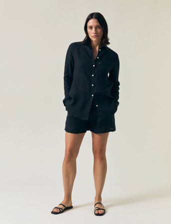 Lexington Clothing Classic Linen Shirt - Black - XS