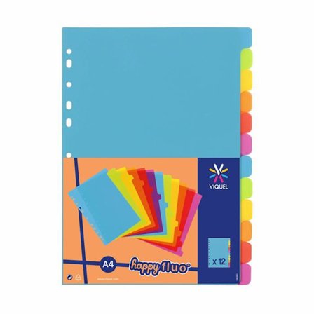 Viquel - NUFa2385 - Set med 12 plastinlägg - Format A4 (21x29,7cm) - För A4-perm - Neonfärger