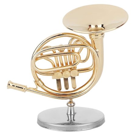 Miniatyr Fransk Horn Guld Prydnad Dekorativ Musik Present till Musikälskare