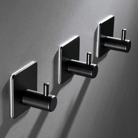 (Svart 3 st) Självhäftande krok, LYLIN Rostfritt stål Badrum Vägg H