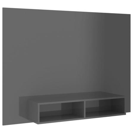 Vidaxl Väggmonterat Tv-skåp Grå Högglans 135x23,5x90 Cm Spånskiv Grå