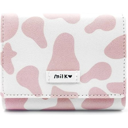 Komönstrad plånbok för flickor, söt PU-plånbok med tre flikar och komönster, liten kort plånbok med tecknat motiv för kvinnor och flickor