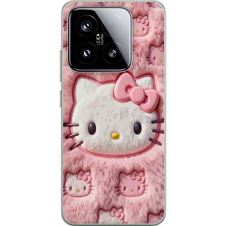 Kompatibelt Mobildeksel til Xiaomi 15 Hello Kitty rosa fluffy bakgrunn med ikoniskt ansikt og kawaii-estetikk