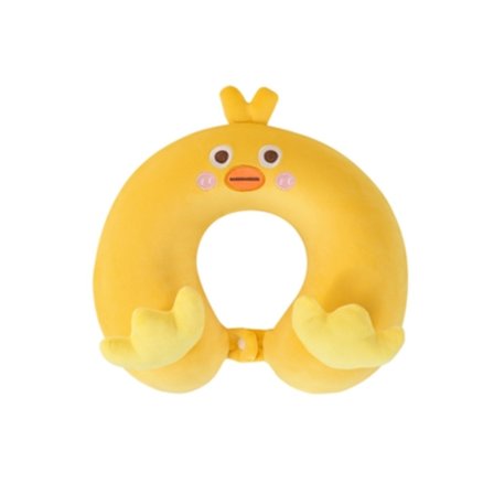 U-formad kudde, viskoelastisk skumkudde, U-formad för lunch, tecknad kycklingdesign, gul Cuich