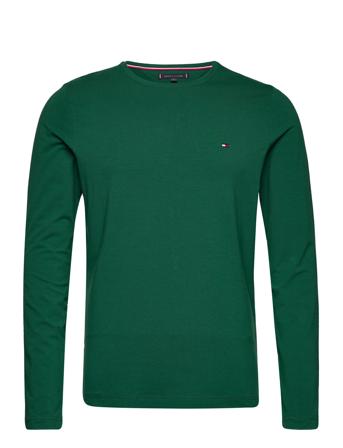 Stretch Slim Fit Lon T-shirts Long-sleeved Grön Tommy Hilfiger