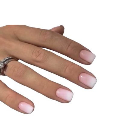 Kvadratiska pressade naglar korta falska naglar franska full cover falska naglar kvinnor och flickor 24 stycken (vit rosa) -GSL zd G