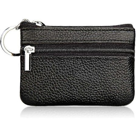 1x Svart Mini Myntpung i Skinn for Kvinner Menn Barn Jenter Gutter Myntpung Lommebok snngv [db]