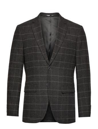 Slhslim-Eli Check Wool Blz B Noos Grey Selected Homme