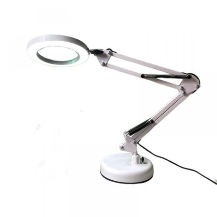 Forstørrelsesglass med lampe, 8x hodelykt med feste, 3 fargemoduser, 10 trinnløse dimmende skrivebordsforstørrelser Hvit
