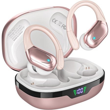 Trådlösa öronsnäckor Bluetooth-hörlurar 80 timmars uppspelning Öronsnäckor IPX7 Vattentäta och strömdisplay med ENC Brusreducerande mikrofon Over-Ear 