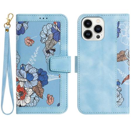 Telefon Case För Iphone 14 Pro Max, Korthållare Stativ Mönster Utskrift Cover Baby Blue