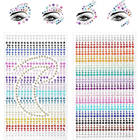 Rhinestone Ansigtssticker Ædelstene, 1755 Stykker Rhinestone Ansigtssticker, Midlertidige Ansigts Tatovering Rhinestones til DIY Håndværk Negle Krops 