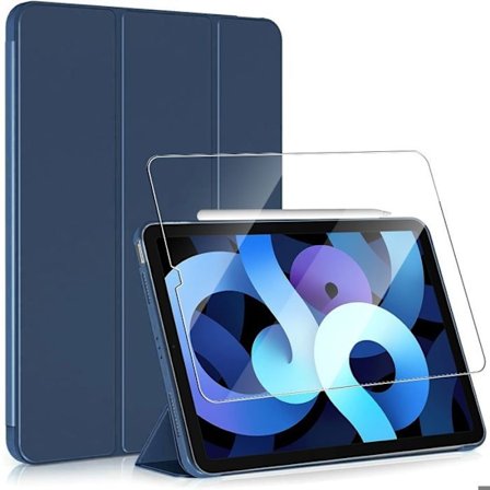 Coque för iPad 10,2" - E.F.Connection - Modell 2019/2020/2021 - Stöttålig med inbyggt stativ - Mörkblå