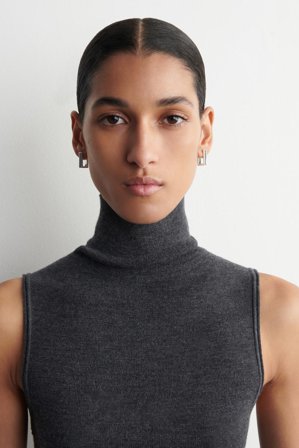 COS Women's Rectangular Hoop Earrings in Silver-coloured