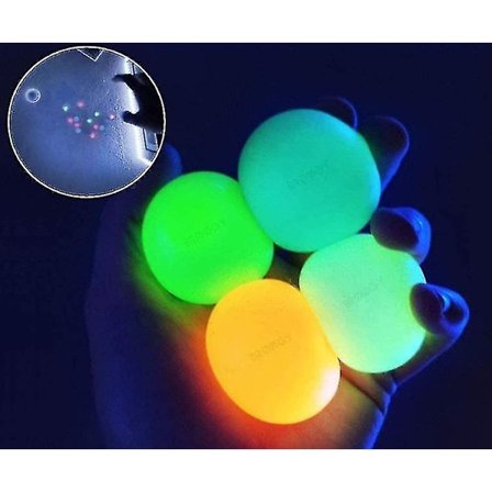 Glow-in-the-Dark Taklampa Bollar, Klibbiga Bollar 4st