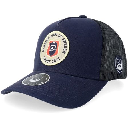 Bearded Man - Blå trucker Keps - Bm Of Sweden Navy A-frame Trucker @ Hatstore