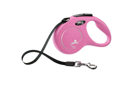 Flexi - Rullebånd New Classic Tape, 5m, S, maks 15kg, Rosa - Hund - Halsbånd - ZOO.no