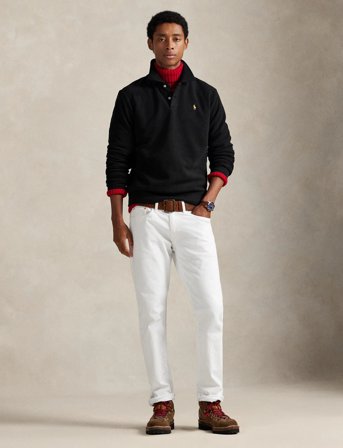 Polo Ralph Lauren Brushed Fleece Polo-Collar Pullover - Black - M