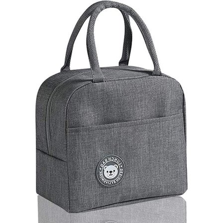 Grå - 2-delt isolert matboks, liten matkurv, mini isolert