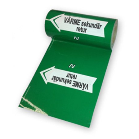Nordisk Rörmärkning 51044 Rörmarkeringstejp 160 mm x 10 meter, grön Värme sekundär retur, Ventilation