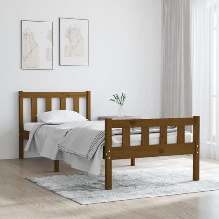 Vidaxl Sängram Honungsbrun Massivt Trä 90x190 Cm 3ft Brun