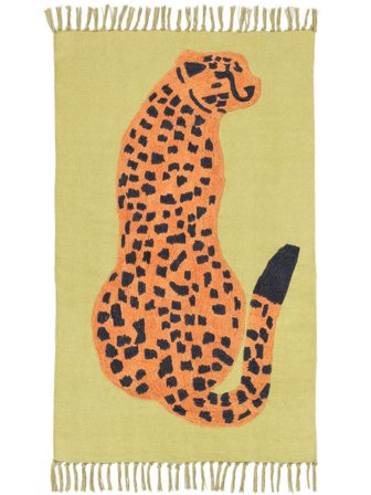 Kinderteppich Klein Lenny Leopard - Hellgrün/Orange 90X150 Wolle, Im Modernen Stil