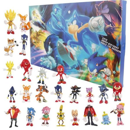 Sonic The Hedgehog Adventskalender 2025 - 24 Overraskelser med Eksklusive Samlefigurer, Adventskalender Overraskelsesjulegave for Barn