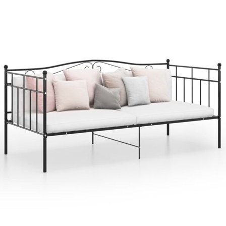 vidaXL Sängram bäddsoffa svart metall 90x200 cm