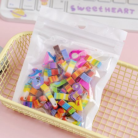 50st/påse Kawaii Eraser Creative Cartoon Mini Pencil Rubber Ani