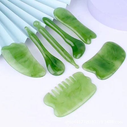 7 deler Gua Sha skraping massasjeverktøy, naturlig harpiks GuaSha verktøy massasjeverktøysett for ansikt, rygg og nakkefrigjøring, reduser 