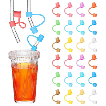 24 stk. Sugerørhetter Silikon Sugerørtupper Gjenbrukbare Drikkesugerørtupper