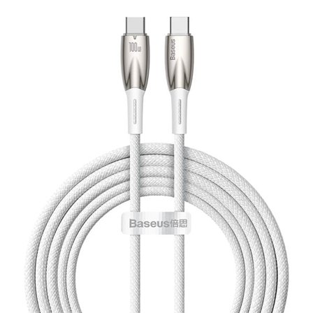Baseus CADH000802 USB-C - USB-C PD-kabel 100W 5A 480Mb/s 2m - vit