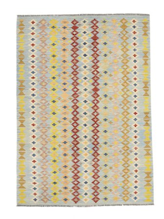 Oriental Kilim Afghan Old Style Rug 158X224 Green/Orange Wool, Afghanistan