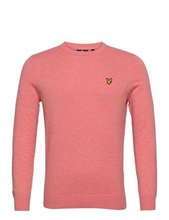 Cotton Merino Crew Jumper Strikkegenser M. Rund Krage Rosa Lyle & Scott*Betinget Tilbud