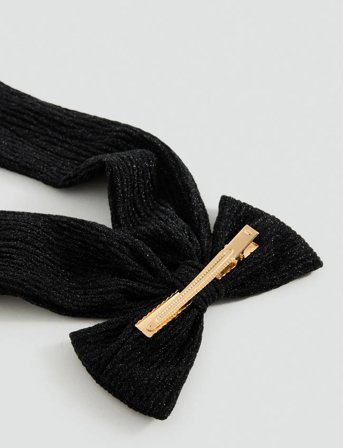Mango Bow Hairclip - Black - ONE SIZE