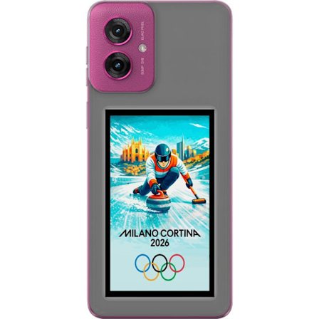 Kompatibel Mobilcover til Motorola Moto G55 Ishockeyillustration med spillere i bevægelse på isen, Milano Cortina 2026, Milano-landemærker og olympisk