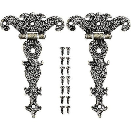 2x Retro Bronze Hængsler Zinklegering Møbelhængsel Med Skruer Til Smykkeskrin Skabsdøre_fo