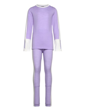 Jr Lifa Merino Midweight Set Purple Helly Hansen