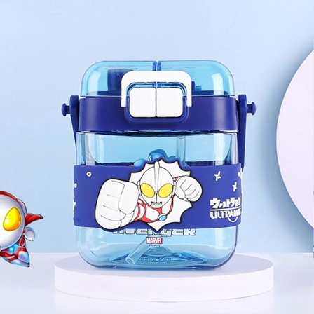 600ML Vattenflaska med Stor Kapacitet, Tecknad Flip Top Vattenflaskor för Kontor, Arbete, Hemma, Sport