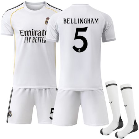 2025-2026 Real Madrid Hjemme Barn Voksen Fotballdrakt Nr. 5 Bellingham