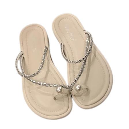 Dam öppna tå platta sandaler Kvinnliga halkfria sandaler Lämpliga för att gå på stranden Creamy-white 38