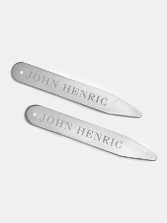 John Henric Men's Kragenstäbchen aus gebürstetem Silber Size Onesize