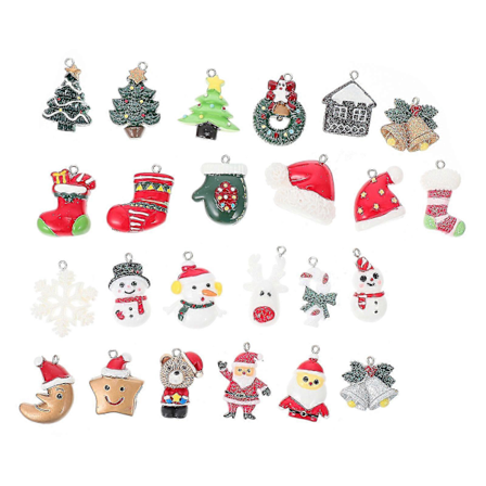 24 st Julgransprydnader Jultomte Berlocker Jul Nyckelring Berlocker Mini Landskapsdekoration