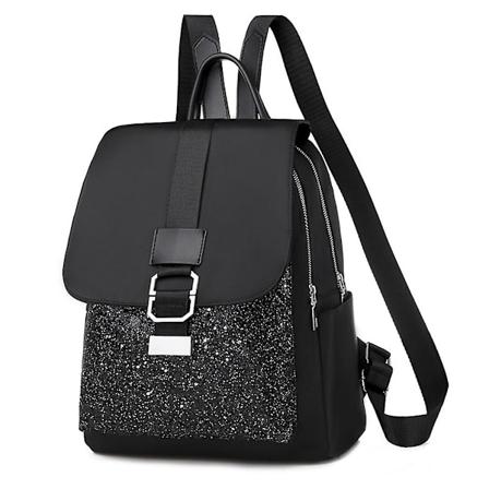 Kvinners Ryggsekk Oxford Vanntett Reiseveske Mote Sequin Skole Glitter Vesker for Jenter(Svart)
