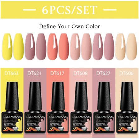 6st Nagellack Gel Set DIY Nagelkonst Semi Permanent UV LED Gel Kit För Naglar Dekoration Manikyr Blötläggning Målning Vernis Design
